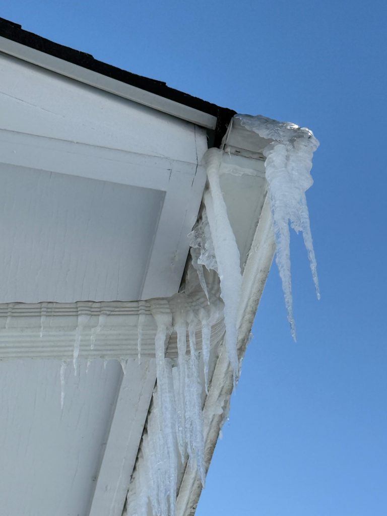 gutter damaged from ice dam